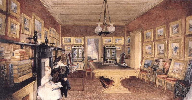 John Scarlett Davies The Library of Benjamin Godfrey windus oil painting picture
